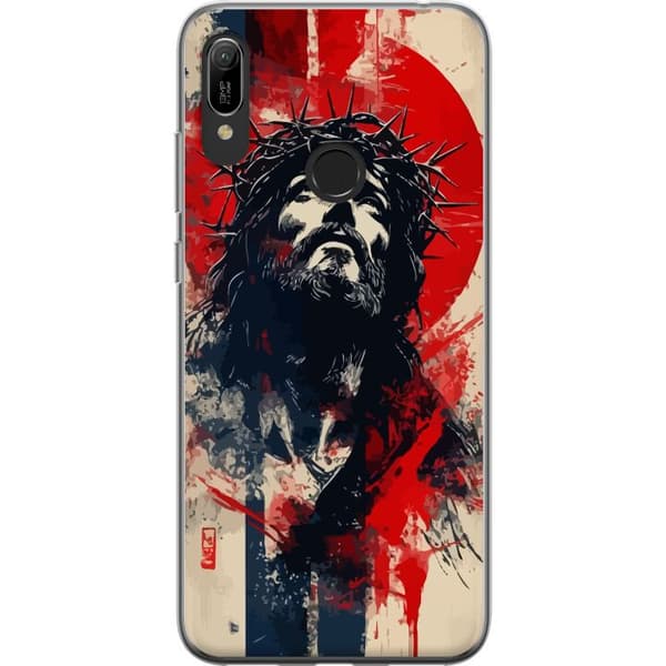 Huawei Y6 (2019) Gennemsigtig cover Jesus med kors - kristent motiv med stærk symbolik om tro og håb