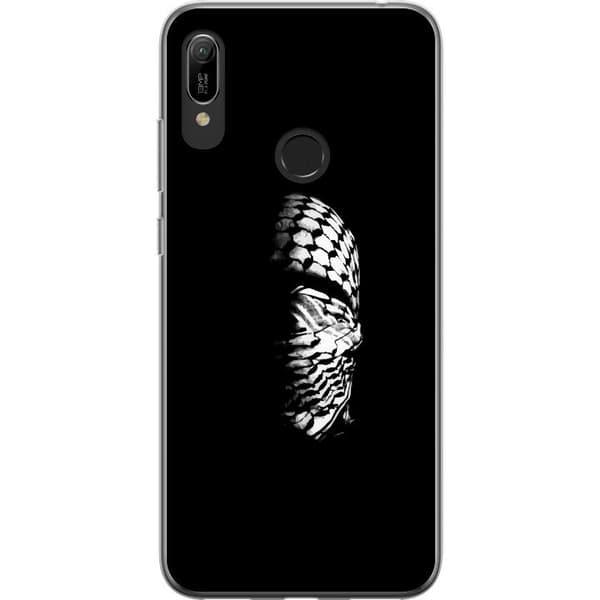 Huawei Y6 (2019) Gennemsigtig cover Keffiyeh-mønster - klassisk sort-hvid palæstinensisk tørklæde med kulturel betydning