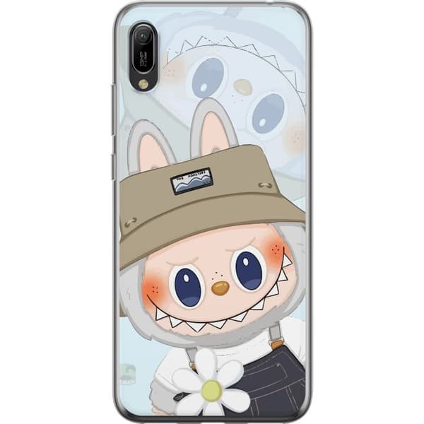 Huawei Y6 Pro (2019) Läpinäkyvä kuori Labubu hattuineen - Pop Mart -hahmo Mr. Butcher retrotyylillä ja luonteella