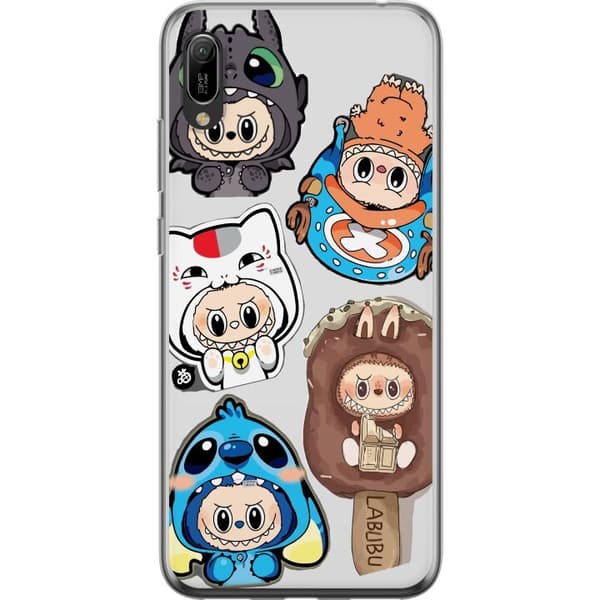 Huawei Y6 Pro (2019) Gennemsigtig cover Labubu figur samling - Pop Mart Labubu The Monsters i farverigt design