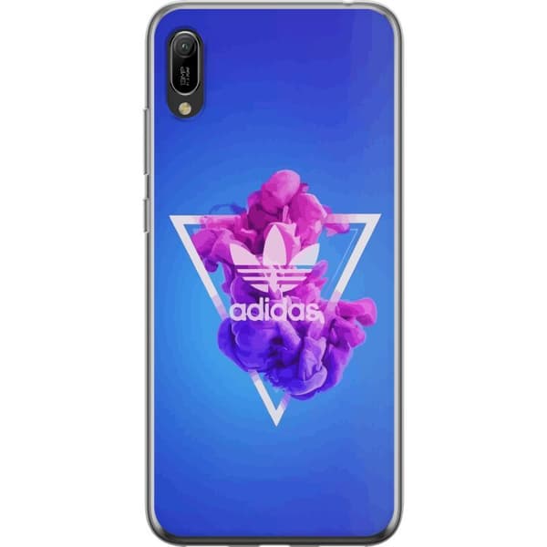 Huawei Y6 Pro (2019) Genomskinligt Skal Adidas-inspirerad blå design – sportigt motiv med retrovibe i blå toner