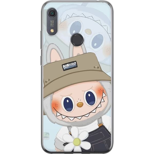 Huawei Y6s (2019) Gennemsigtig cover Labubu med hat - Pop Mart figur Mr. Butcher i retro-stil med karakter