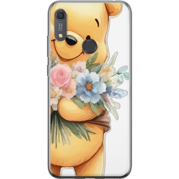 Huawei Y6s (2019) Läpinäkyvä kuori Nalle Puh kukkien kanssa - klassinen lasten suosikki kukkivassa keväisympäristössä