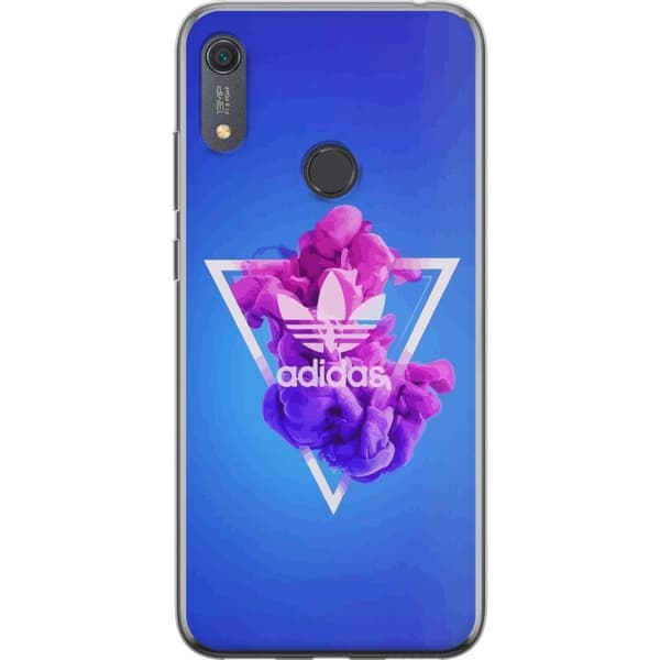 Huawei Y6s (2019) Gennemsigtig cover Adidas-inspireret blåt design - sporty motiv med retrovibe i blå toner
