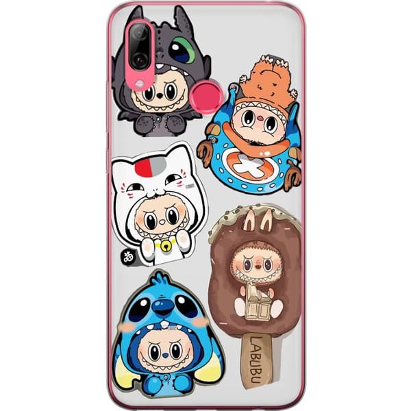 Huawei Y7 (2019) Läpinäkyvä kuori Labubu hahmokokoelma - Pop Mart Labubu The Monsters väriluulisessa muotoilussa
