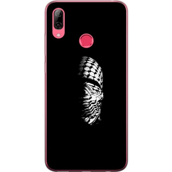 Huawei Y7 (2019) Läpinäkyvä kuori Keffiyeh-kuviointi - klassinen palestiinalainen mustavalkoinen shaali, jolla on kulttuurinen merkitys