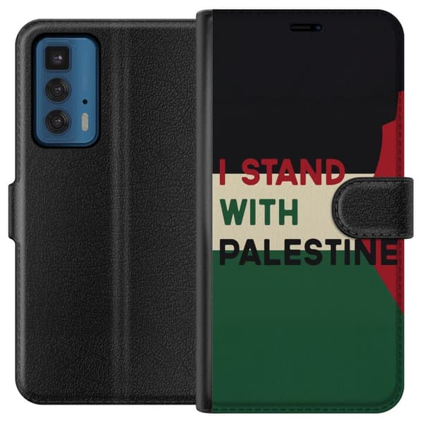 Motorola Edge 20 Pro Tegnebogsetui Stå sammen med Palæstina - solidaritetsdesign med en stærk besked