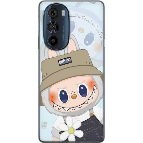 Motorola Edge 30 Pro Gennemsigtig cover Labubu med hat - Pop Mart figur Mr. Butcher i retro-stil med karakter