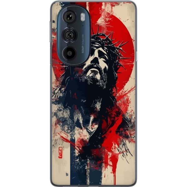Motorola Edge 30 Pro Läpinäkyvä kuori Jeesus ristillä - kristillinen aihe vahvalla symboliikalla uskosta ja toivosta