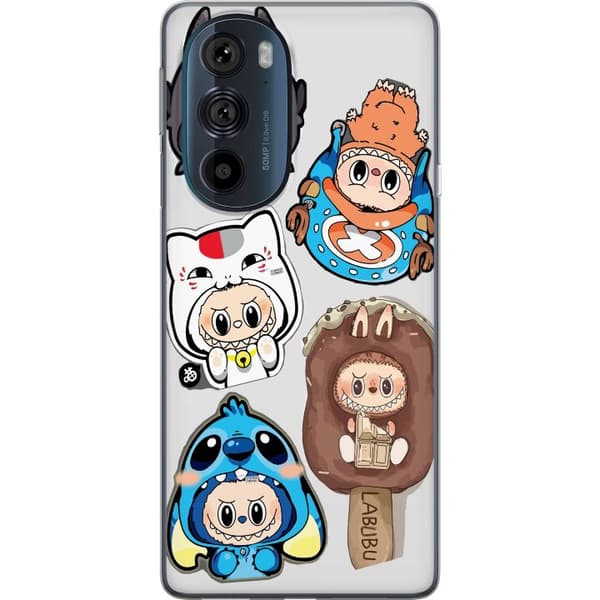 Motorola Edge 30 Pro Läpinäkyvä kuori Labubu hahmokokoelma - Pop Mart Labubu The Monsters väriluulisessa muotoilussa
