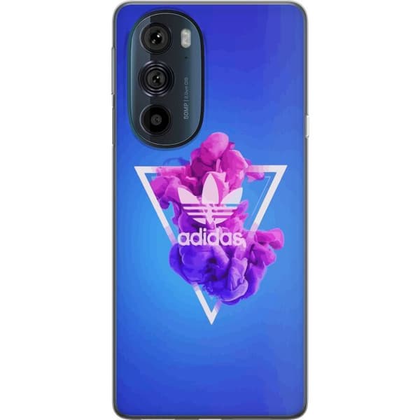 Motorola Edge 30 Pro Läpinäkyvä kuori Adidas-inspiroitunut sininen muotoilu - urheilullinen motiivi retro-vibeillä sinisissä sävyissä