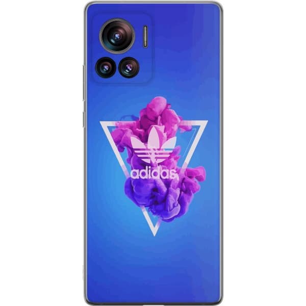 Motorola Edge 30 Ultra Läpinäkyvä kuori Adidas-inspiroitunut sininen muotoilu - urheilullinen motiivi retro-vibeillä sinisissä sävyissä