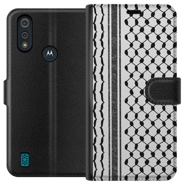 Motorola Moto E6i Tegnebogsetui Palæstinensisk mønster - inspireret af traditionel stil keffiyeh-stof