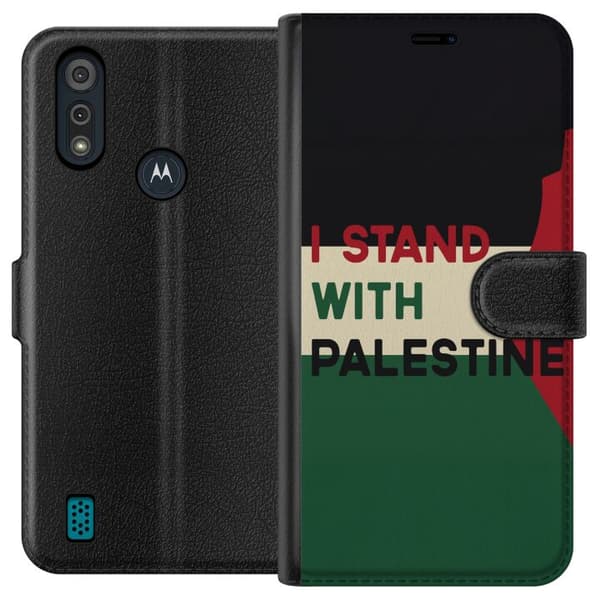 Motorola Moto E6i Lompakkokotelo Pysähdy Palestiinan puolesta - solidaarisuussuunnittelu vahvalla viestillä