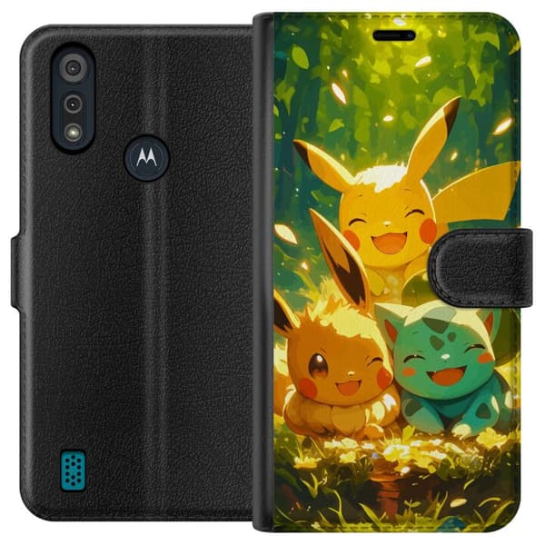 Motorola Moto E6i Tegnebogsetui Pixelmonster spillestil - farverig design til retro-elskende gamere