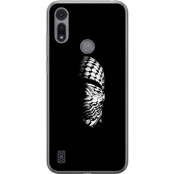 Motorola Moto E6i Läpinäkyvä kuori Keffiyeh-kuviointi - klassinen palestiinalainen mustavalkoinen shaali, jolla on kulttuurinen merkitys