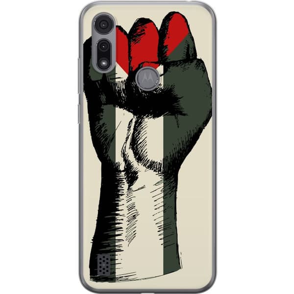 Motorola Moto E6i Gennemsigtig cover Hånd bundet i Palæstinas farver - kraftfuldt symbol for frihedsbevægelsen