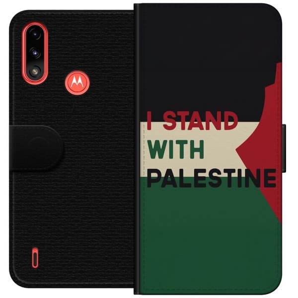 Motorola Moto E7 Power Tegnebogsetui Stå sammen med Palæstina - solidaritetsdesign med en stærk besked