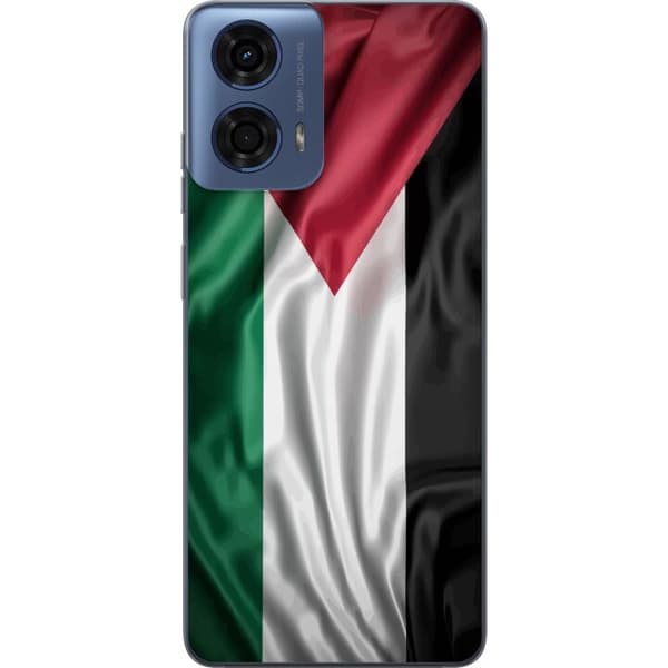 Motorola Moto G04 Gennemsigtig cover Palestinaflaget – ikonisk frihedssymbol i rød, sort, hvid og grøn