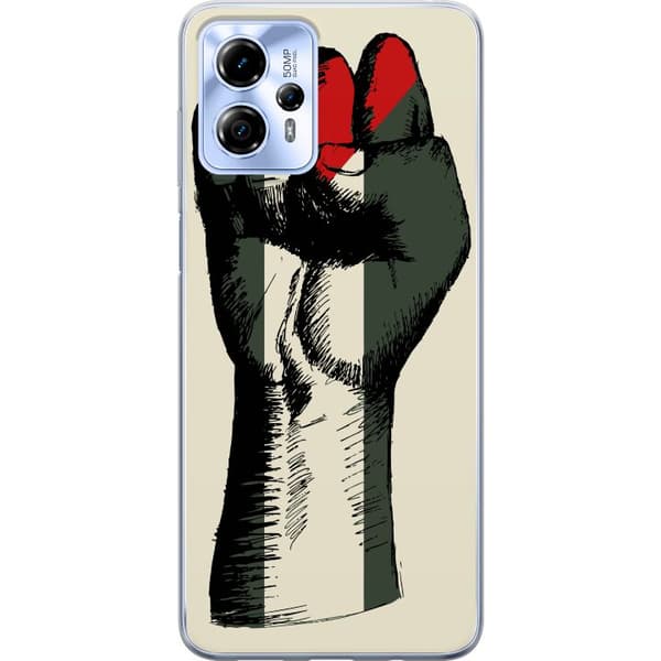 Motorola Moto G13 Läpinäkyvä kuori Käsi sidottu Palestinan väreihin - voimakas symboli vapausliikkeelle
