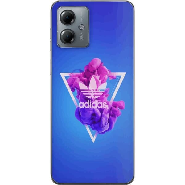 Motorola Moto G14 Gennemsigtig cover Adidas-inspireret blåt design - sporty motiv med retrovibe i blå toner