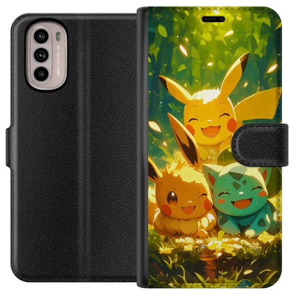 Motorola Moto G31 Plånboksfodral Pixelmonster spelstil – färgstark design för retroälskande gamers