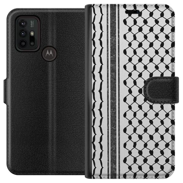 Motorola Moto G30 Tegnebogsetui Palæstinensisk mønster - inspireret af traditionel stil keffiyeh-stof