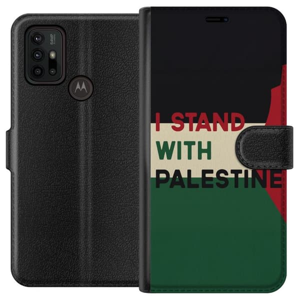 Motorola Moto G30 Tegnebogsetui Stå sammen med Palæstina - solidaritetsdesign med en stærk besked