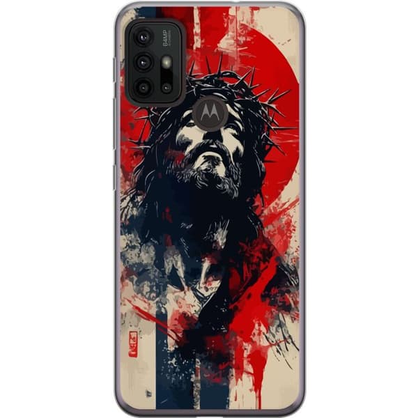 Motorola Moto G30 Gjennomsiktig deksel Jesus med kors - kristent motiv med sterk symbolikk om tro og håp