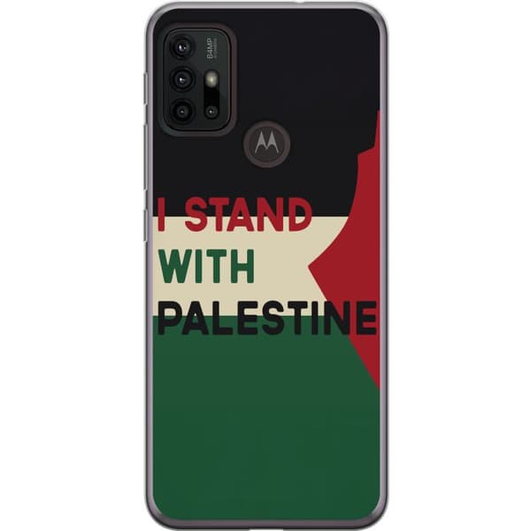 Motorola Moto G30 Läpinäkyvä kuori Pysähdy Palestiinan puolesta - solidaarisuussuunnittelu vahvalla viestillä