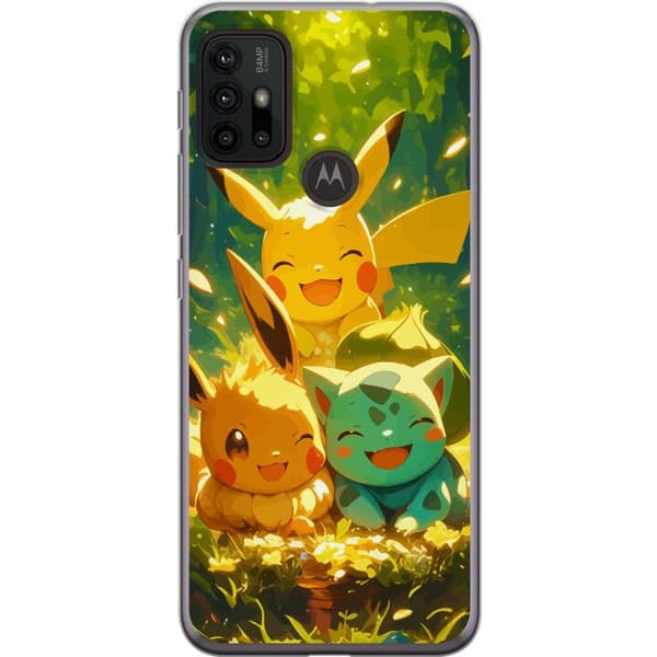 Motorola Moto G30 Gjennomsiktig deksel Pixelmonster spillstil - fargerik design for retro-elskende spillere