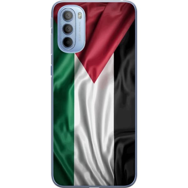 Motorola Moto G31 Gennemsigtig cover Palestinaflaget – ikonisk frihedssymbol i rød, sort, hvid og grøn
