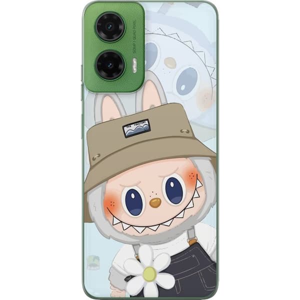 Motorola Moto G35 Gennemsigtig cover Labubu med hat - Pop Mart figur Mr. Butcher i retro-stil med karakter