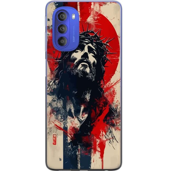 Motorola Moto G51 5G Gennemsigtig cover Jesus med kors - kristent motiv med stærk symbolik om tro og håb