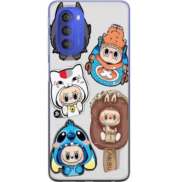 Motorola Moto G51 5G Gjennomsiktig deksel Labubu figure samling - Pop Mart Labubu The Monsters i fargerik design