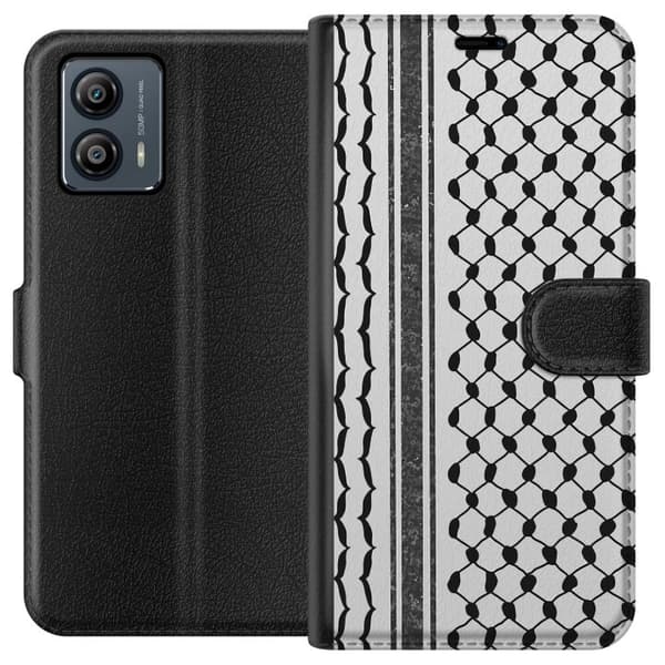 Motorola Moto G53 Plånboksfodral Palestinskt mönster – inspirerat av keffiyeh-tyg i traditionell stil