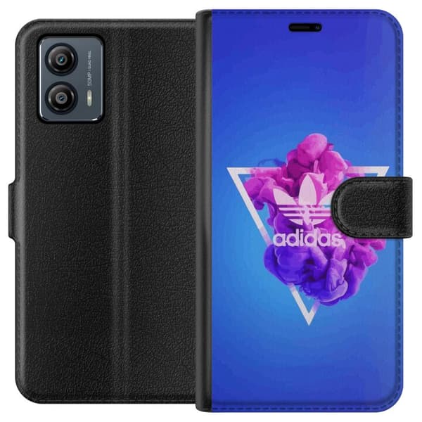 Motorola Moto G53 Tegnebogsetui Adidas-inspireret blåt design - sporty motiv med retrovibe i blå toner