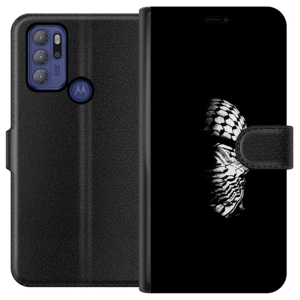 Motorola Moto G60S Plånboksfodral Keffiyeh-mönster – klassisk svartvit palestinasjal med kulturell tyngd
