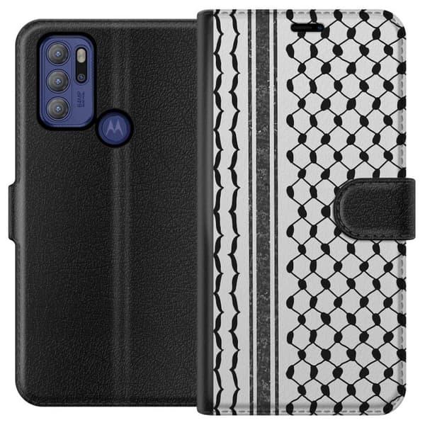 Motorola Moto G60S Lompakkokotelo Palestiinalainen kuvio - perinteiseen tyyliin inspiroima keffiyeh-kangas