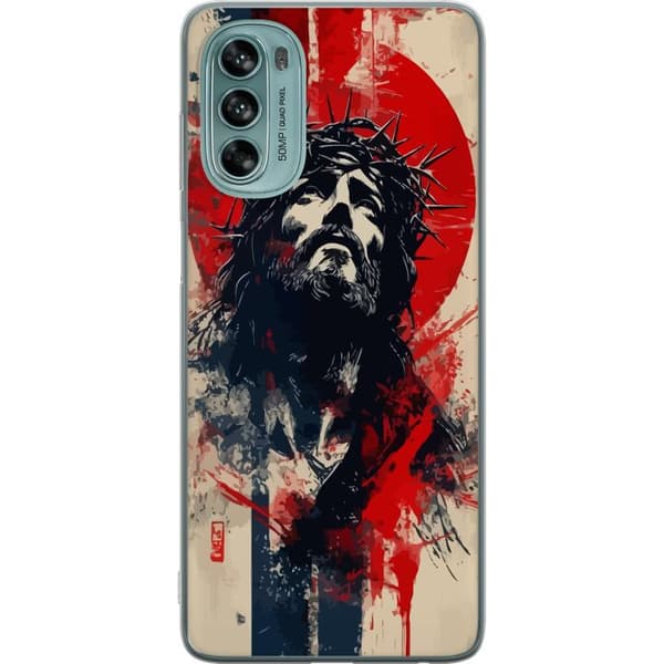 Motorola Moto G62 5G Läpinäkyvä kuori Jeesus ristillä - kristillinen aihe vahvalla symboliikalla uskosta ja toivosta