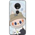 Miniatyrbild 1 av 3: Motorola Moto G7 Genomskinligt Skal Labubu med hatt – Pop Mart-figur Mr. Butcher i retro stil med karaktär
