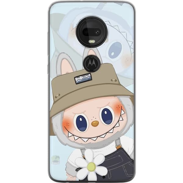 Motorola Moto G7 Genomskinligt Skal Labubu med hatt – Pop Mart-figur Mr. Butcher i retro stil med karaktär