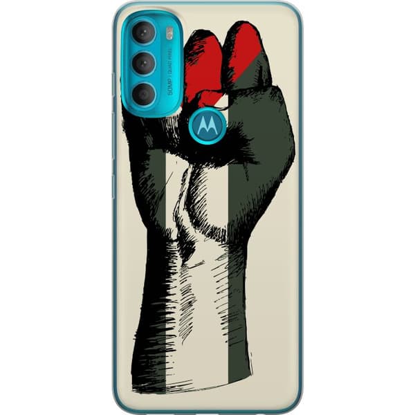 Motorola Moto G71 5G Genomskinligt Skal Hand knuten i Palestinas färger – kraftfull symbol för frihetsrörelsen
