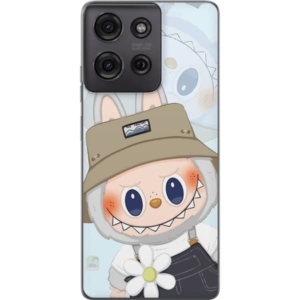 Motorola Moto G75 Gennemsigtig cover Labubu med hat - Pop Mart figur Mr. Butcher i retro-stil med karakter