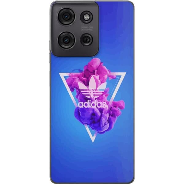 Motorola Moto G75 Gennemsigtig cover Adidas-inspireret blåt design - sporty motiv med retrovibe i blå toner