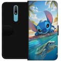 Miniatyrbillede 1 af 3: Nokia 2.4 Tegnebogsetui Stitch med skildpadde - sød blå alien i tropisk strandmiljø fra Disney