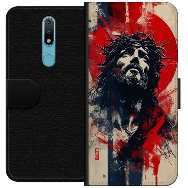 Nokia 2.4 Plånboksfodral Jesus med kors – kristet motiv med stark symbolik om tro och hopp