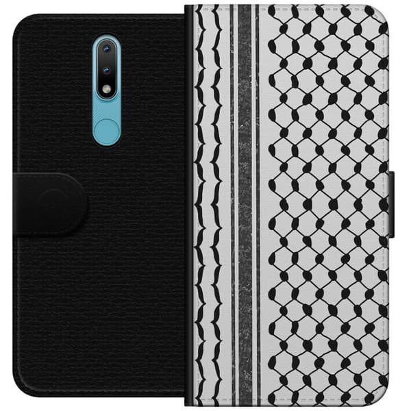 Nokia 2.4 Lommeboketui Palestinsk mønster - inspirert av tradisjonell stil keffiyeh-stoff