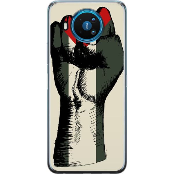 Nokia 8.3 5G Gjennomsiktig deksel Hand knyttet i Palestinas farger - kraftig symbol for frihetsbevegelsen