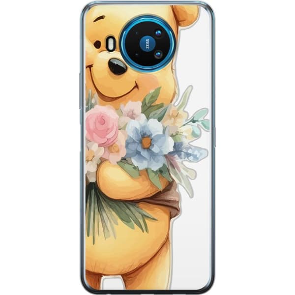 Nokia 8.3 5G Gjennomsiktig deksel Nalle Puh med blomster - klassisk barnefavoritt i en blomstrende vår miljø